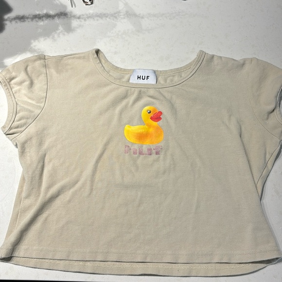 HUF women’s cream baby tee SIZE M - Picture 1 of 2